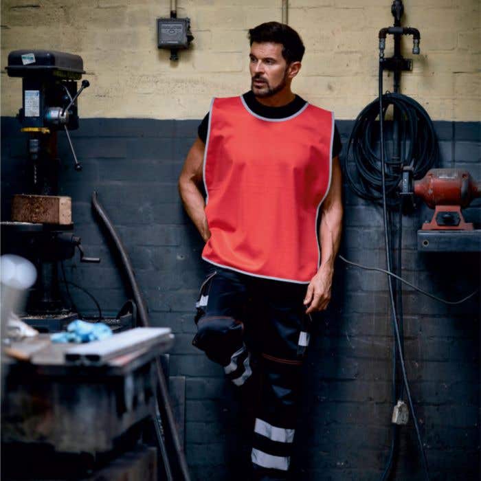 Promotional safety vest with reflector stripes