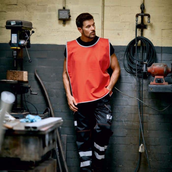 Promotional safety vest with reflector stripes