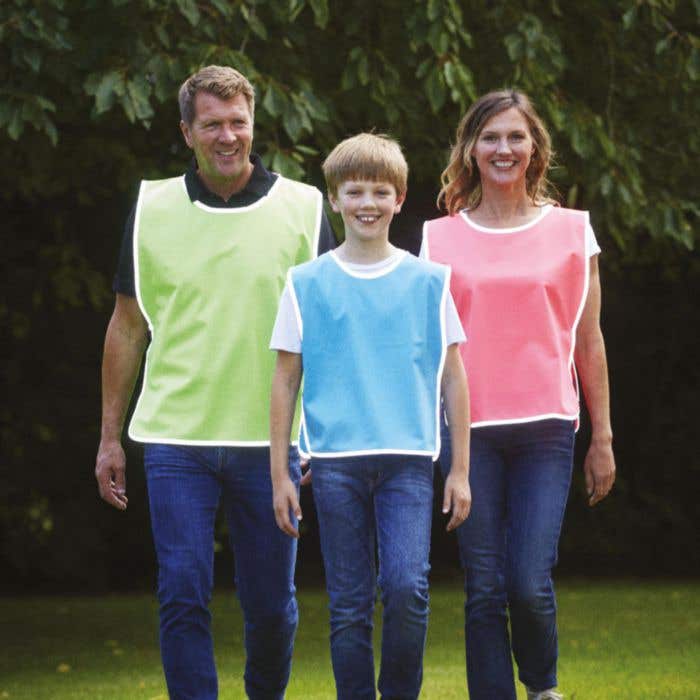 Promotional safety vest with reflector stripes