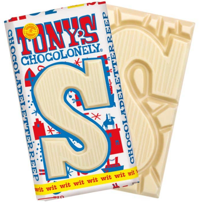 Lettre en chocolat blanc Tony's Chocolonely S