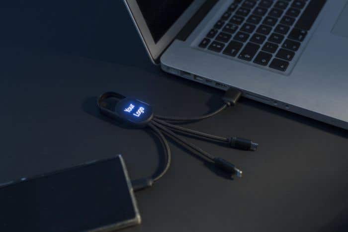 4-en-1 câble de charge avec logo lumineux