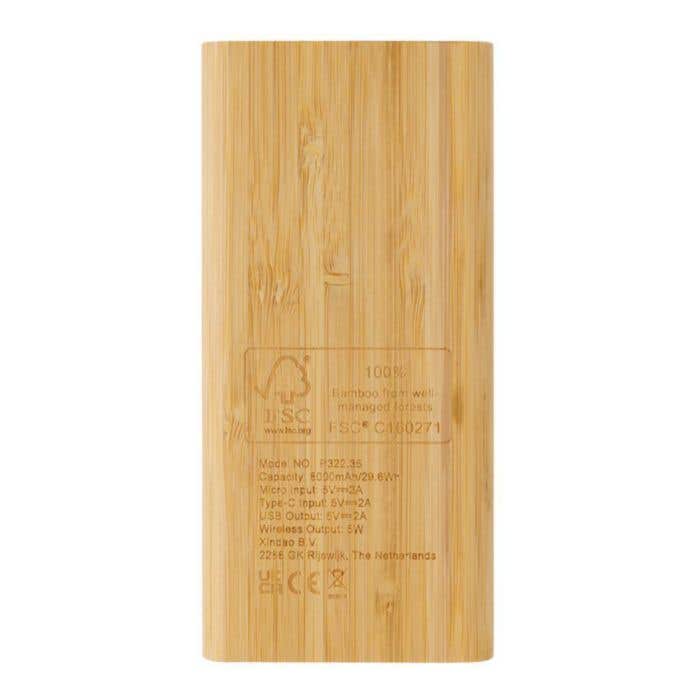 Powerbank avec induction en bambou [8.000 mAh 5 W]