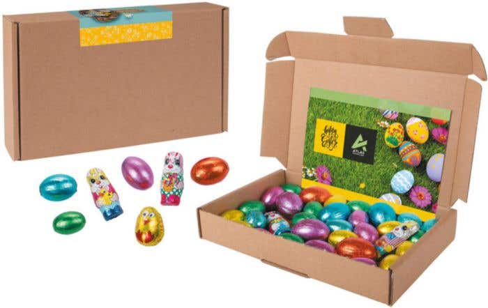 Joyeuse boîte de Pâques avec mélange de chocolats