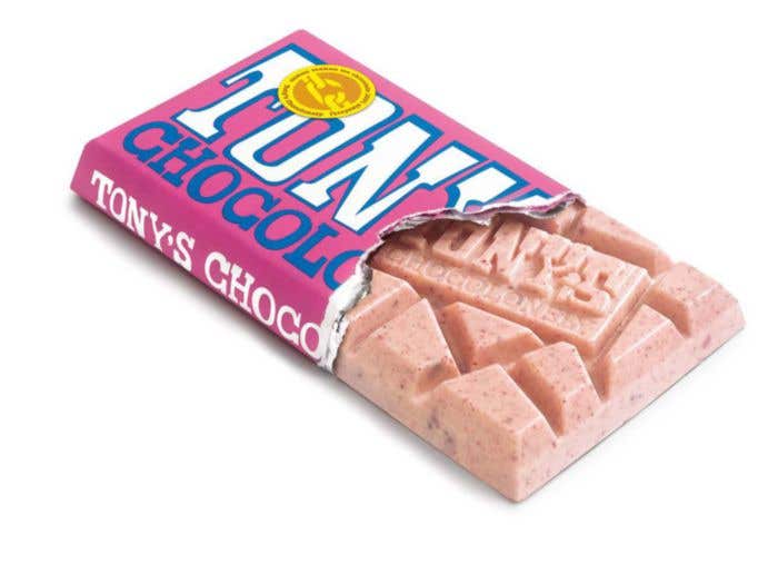 Tony's Chocolonely Blanc Framboise Sucre concassé [180 grammes]