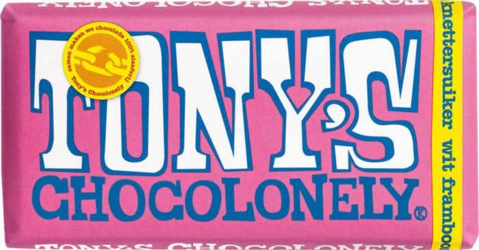 Tony's Chocolonely Blanc Framboise Sucre concassé [180 grammes]