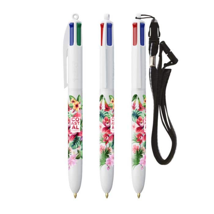 BIC® balpen 4 Colours met lanyard