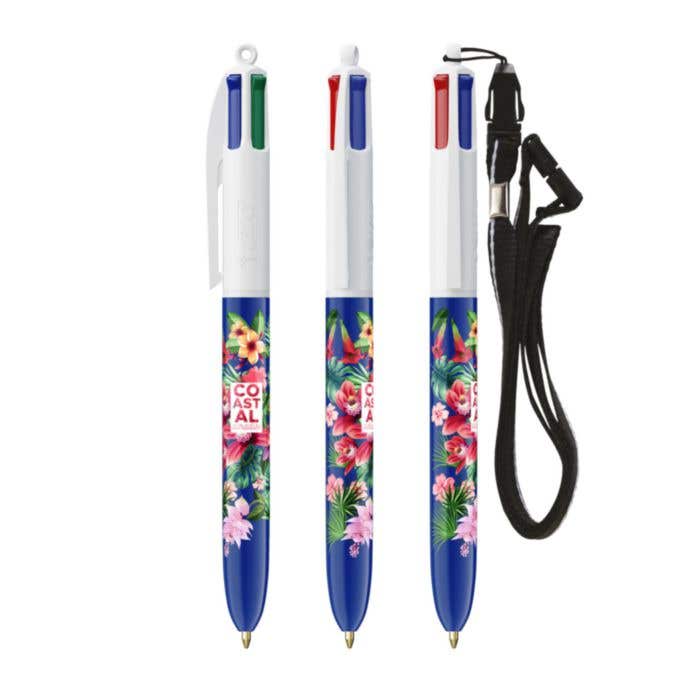 Stylo à bille 4 couleurs de BIC® avec Lanyard