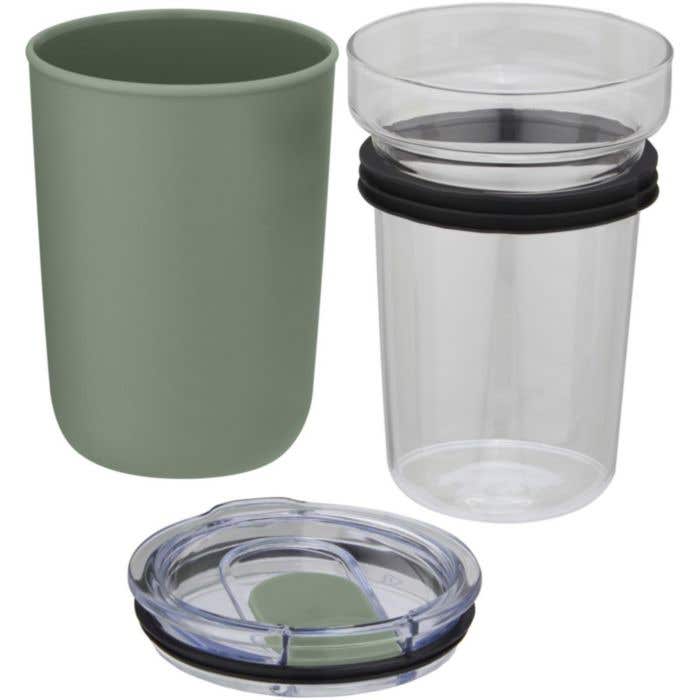 Gobelet en verre Bello de 420 ml avec paroi extérieure en plastique recyclé
