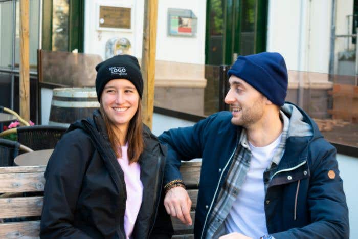 Knitted hat with label