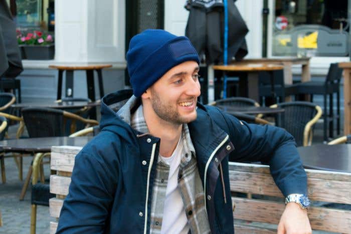 Knitted hat with label