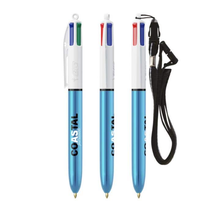 BIC® Style À Bille Avec Lanière 4 Couleurs® Shine [4-en-1]