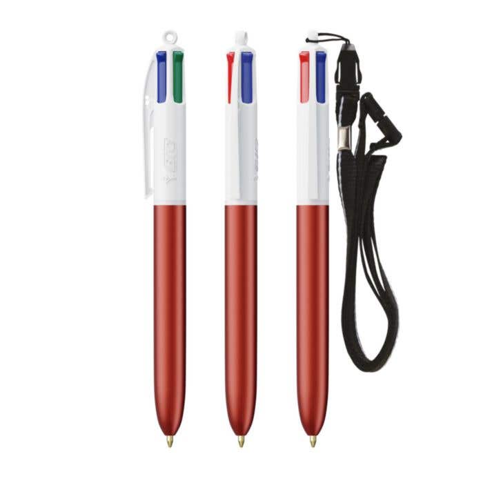 BIC® Stylo À Bille Avec Lanière 4 Couleurs® Glacé [4-en-1]