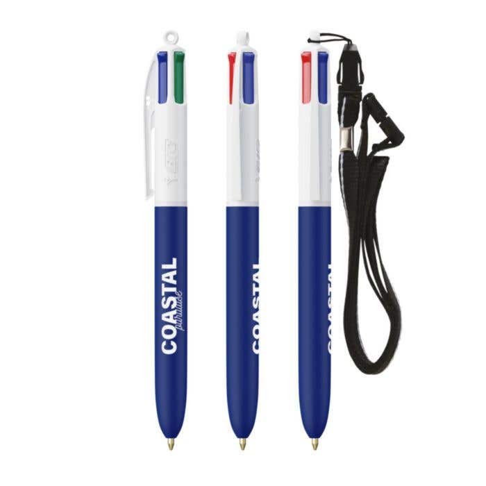 BIC® Stylo À Bille Avec Lanière 4 Couleurs® Soft [4-en-1]