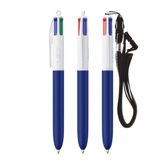 BIC® Stylo À Bille Avec Lanière 4 Couleurs® Soft [4-en-1]