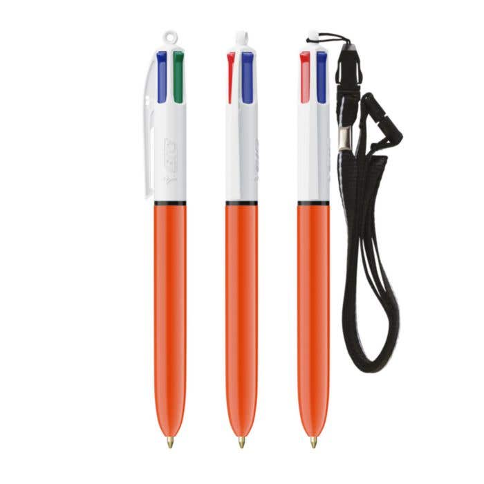 BIC® Stylo À Bille Avec Lanière 4 Couleurs® Fine [4-en-1]