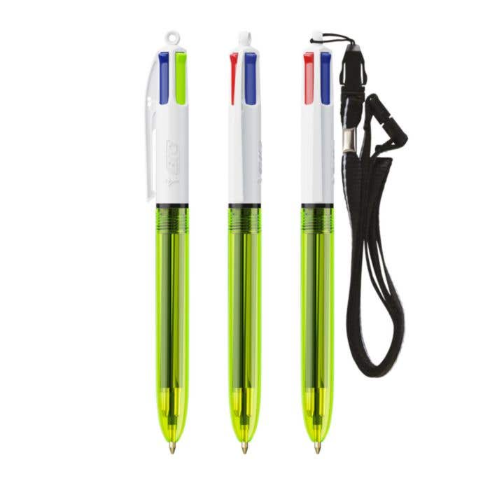BIC® Stylo À Bille Avec Lanière 4 Couleurs® Fluo [4-en-1]