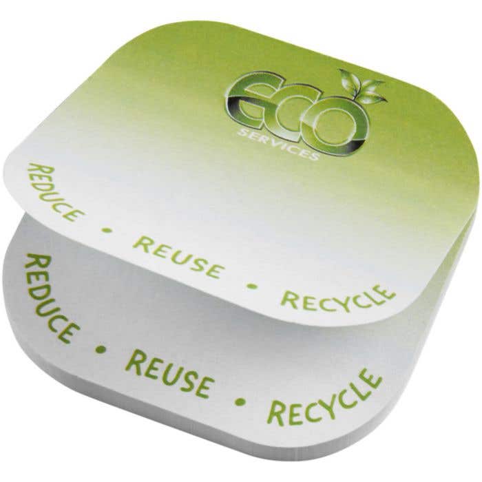 Notes adhésives recyclées Sticky-Mate® de forme carrée avec coins arrondis [50 feuilles de papier]