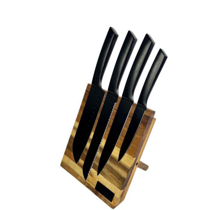 SCX.design K04 set de couteaux de cuisine et planche à découper [5 pièces]