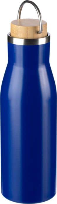 Drinkfles Aline | 500 ml | Gerecycleerd RVS | Dubbelwandig | Bamboe detail