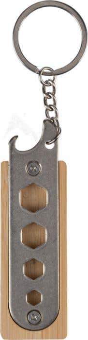 Porte-clés avec décapsuleur en bambou Klaus