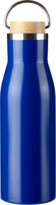 Drinkfles Aline | 500 ml | Gerecycleerd RVS | Dubbelwandig | Bamboe detail