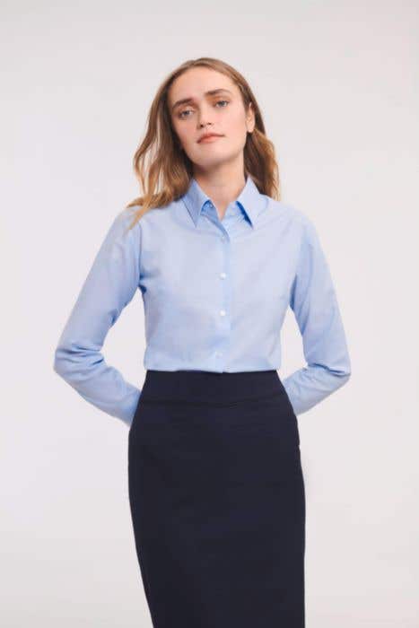 Russell Easy Care Oxford Chemise à manches longues pour femmes