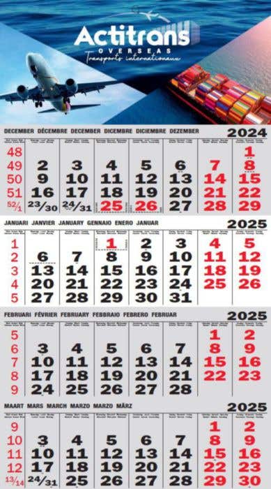 Calendrier 4 mois en quadrichromie