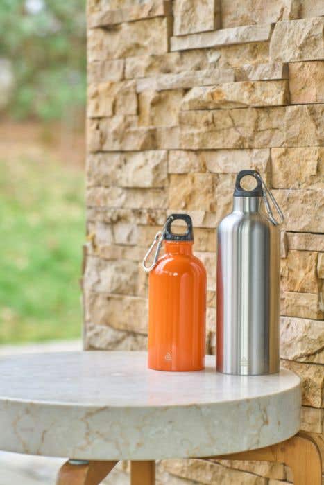 Drinkfles Sable | 400 ml | Gerecycleerd RVS | Enkelwandig | Karabijnhaak