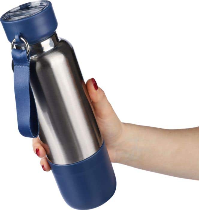 Drinkfles Zev | 500 ml | RVS | Dubbelwandig | Drinkbeker 200 ml | Draagriem