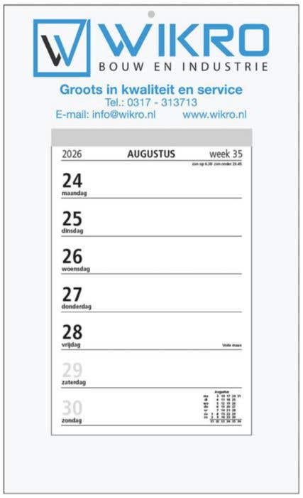 Calendrier hebdomadaire en bloc Full Colour