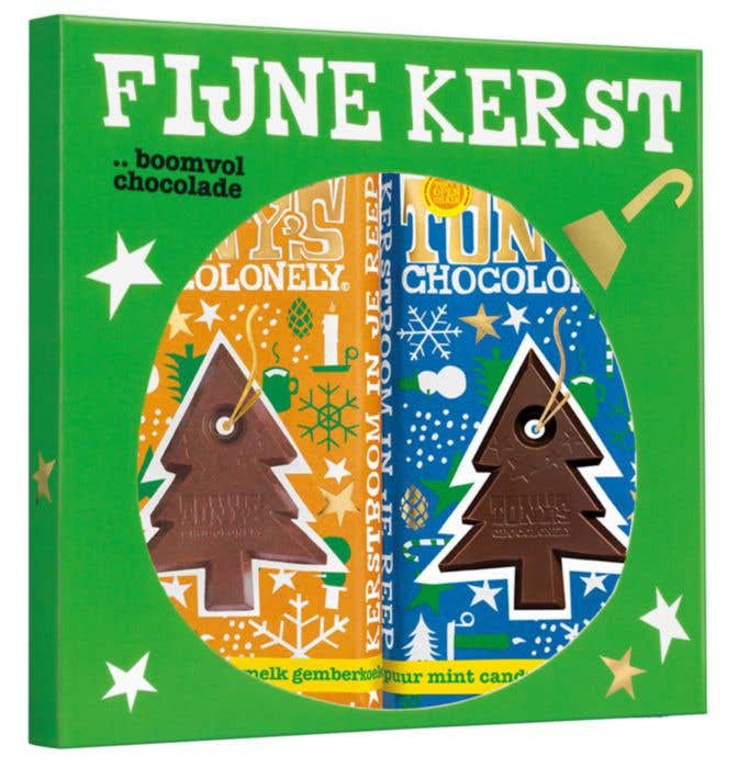 Tony's Chocolonely Giftbox Holiday Melk Gemberkoekje Puur Mint Candy Cane [2 repen]