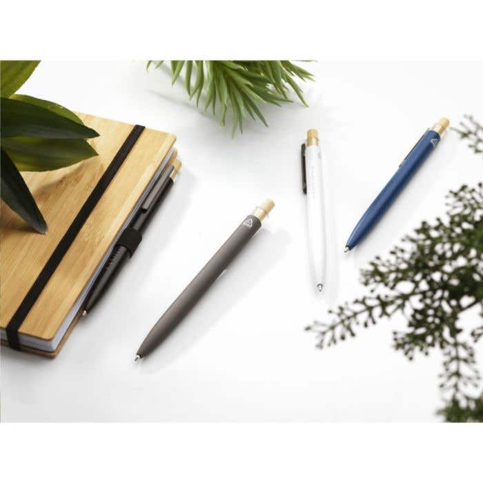 Balpen | Gerecycled aluminium | Bamboe drukknop