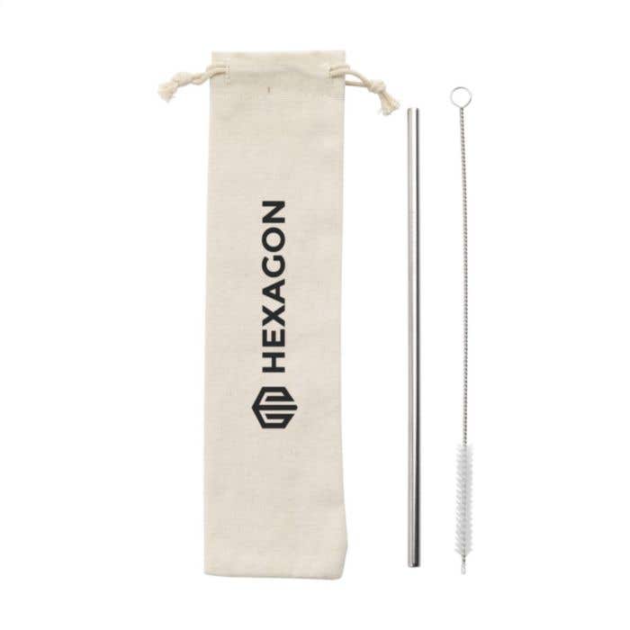 Paille | Inox | Avec brosse de nettoyage et pochette de rangement