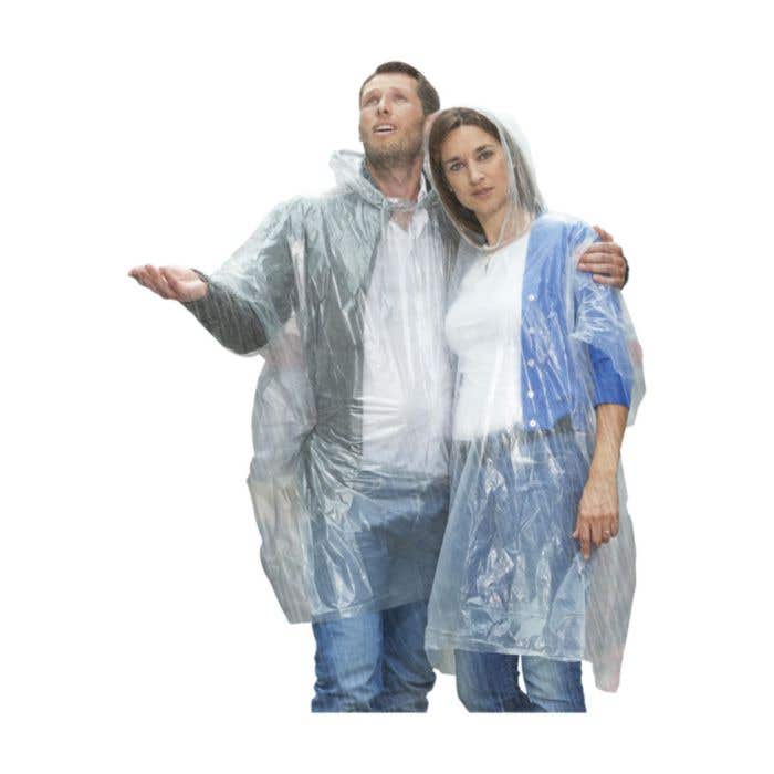 Poncho de pluie | Transparent | Avec pochette de rangement