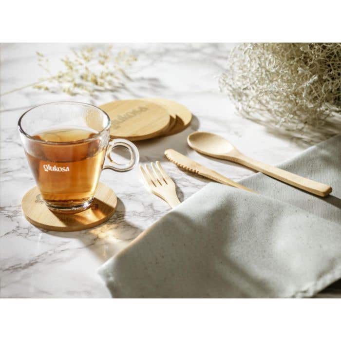 Set de couverts | Bambou | Avec pochette en coton