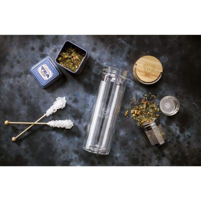 Gourde | Verre borosilicate | 300 ml | Avec infuseur à thé