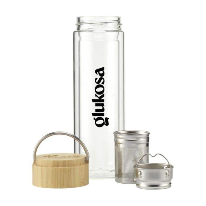 Gourde | Verre borosilicate | 300 ml | Avec infuseur à thé