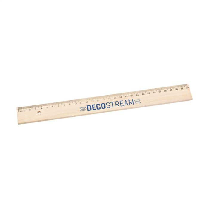 Liniaal | Lindehout | 30 cm | Metaalstrip