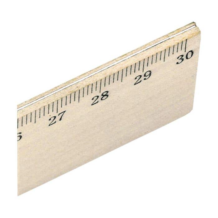 Liniaal | Lindehout | 30 cm | Metaalstrip