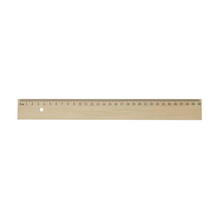 Liniaal | Lindehout | 30 cm | Metaalstrip