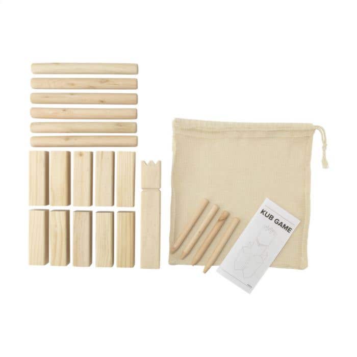 Kubb werpspel | Hout | 21-delig | Katoenen zak