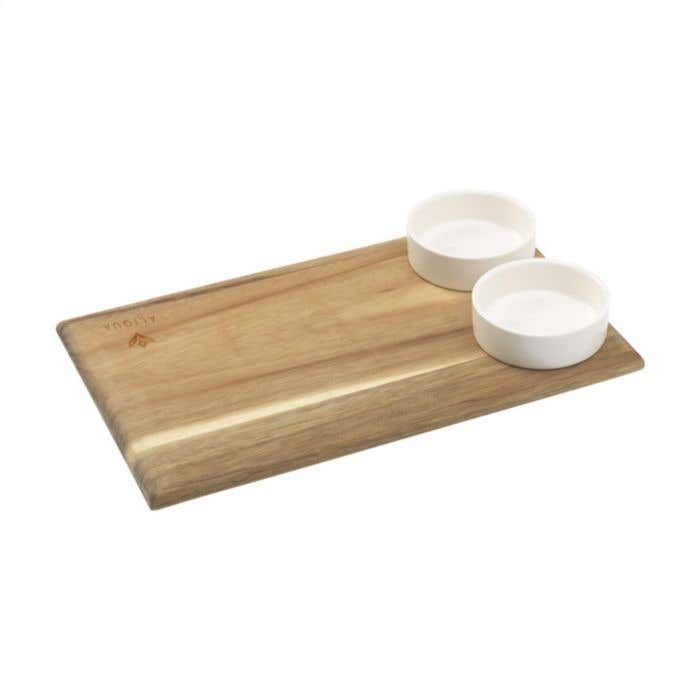 Wooosh serveerplank Pincho | Acaciahout | Met 2 porseleinen schaaltjes
