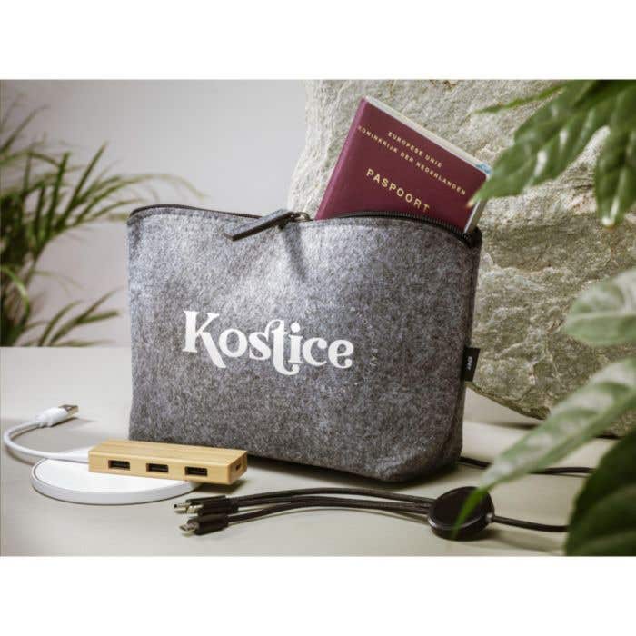 Accessoire-tasje | Gerecycled vilt | Ritssluiting