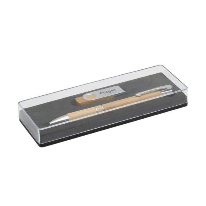 Geschenkset | Bamboe | Balpen en USB stick 8 GB