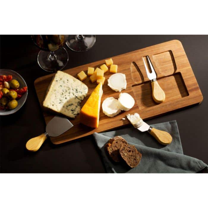 Wooosh planche à fromage Queso | Bois d'acacia FSC® | Couverts inclus