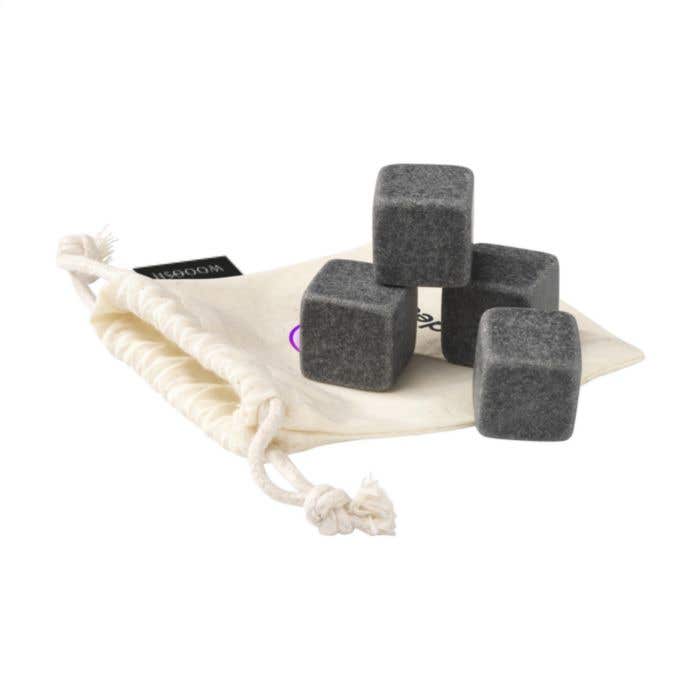 Ijsblokjes graniet | Herbruikbaar | Set van 4 | Met pouch