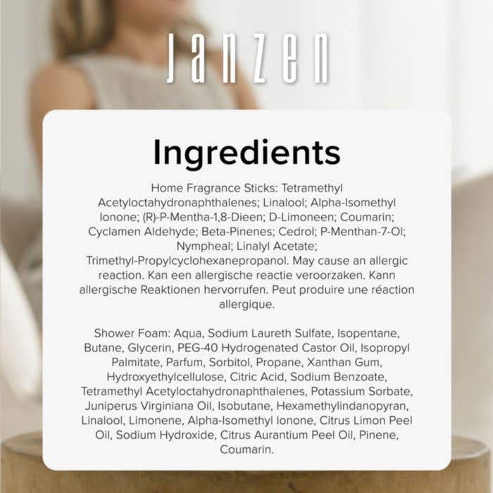 JANZEN Giftset Heavenly | Bâtonnets parfumés 100 ml | Mousse de douche 200 ml