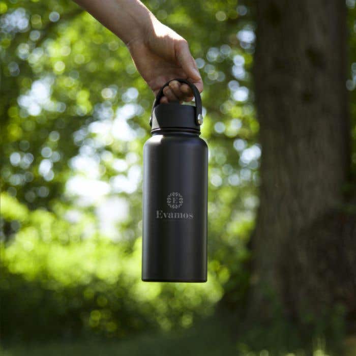 Thermosfles | Gerecycled RVS | 900 ml | Inklapbaar rietje