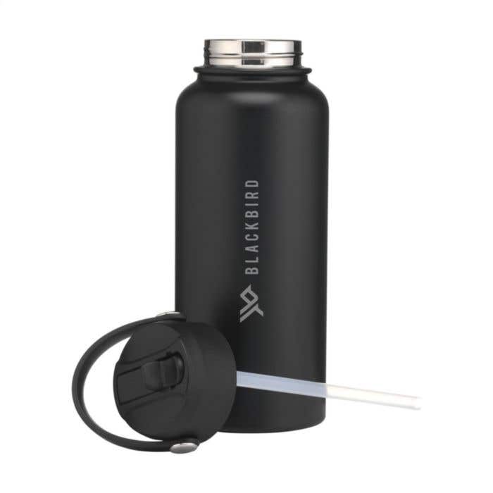 Thermosfles | Gerecycled RVS | 900 ml | Inklapbaar rietje