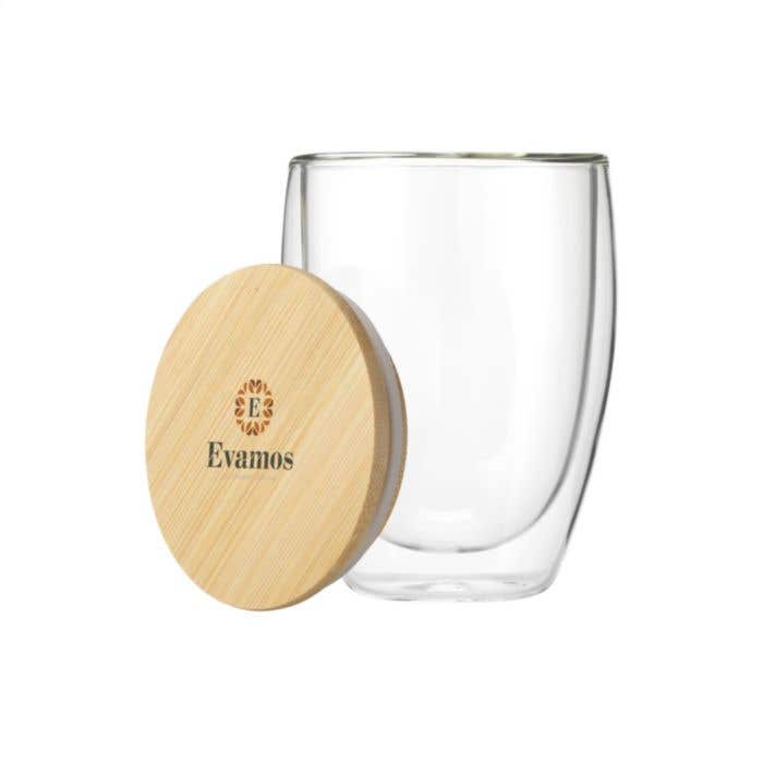 Glas dubbelwandig | Bamboe deksel | 350 ml